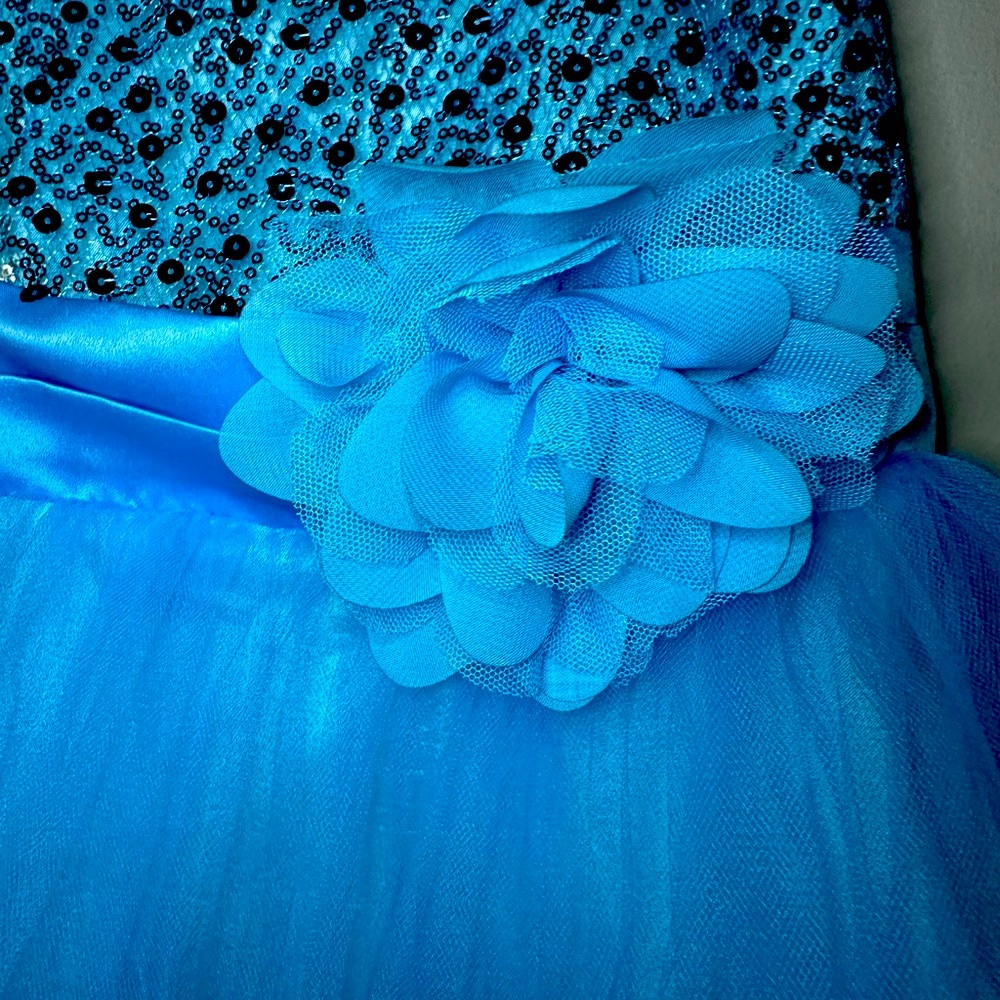 Blue Sequin Kids Dress - Picture 3 of 6